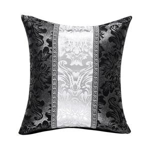 Vintage Floral Printed Cushion Cover 18"x18", Black and Silver